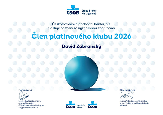 Certifikát Platinum 2026 — Exclusive Hypoklub ČSOB Hypoteční banky
